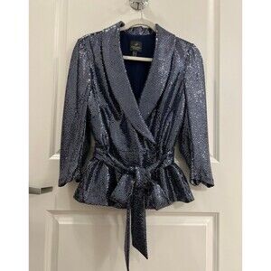 Adrianna Papell Women's Metallic Knit Wrap Top Size 6